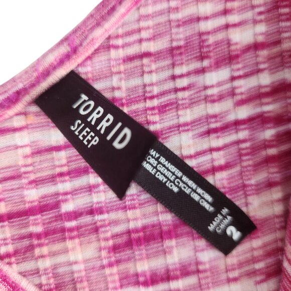 Torrid Sleep Pink & White Jumpsuit Size 2 Soft Poly Spandex Blend Relaxed Fit - Picture 4 of 7